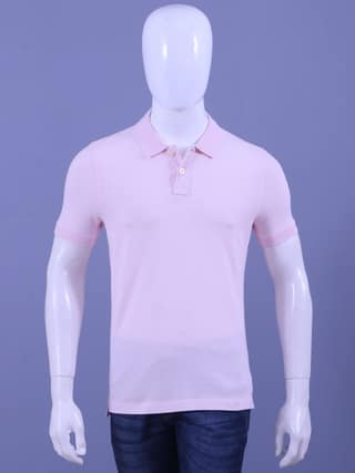 Men's Lt.Pink Enzyme Finish Solid Polo T-Shirt