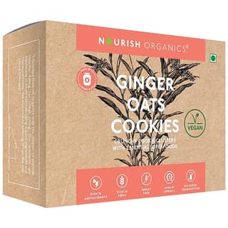 Nourish Organics Ginger Oats Cookies - Vegan, Rich In Antioxidants, Fibre & Omega 3, 120 g