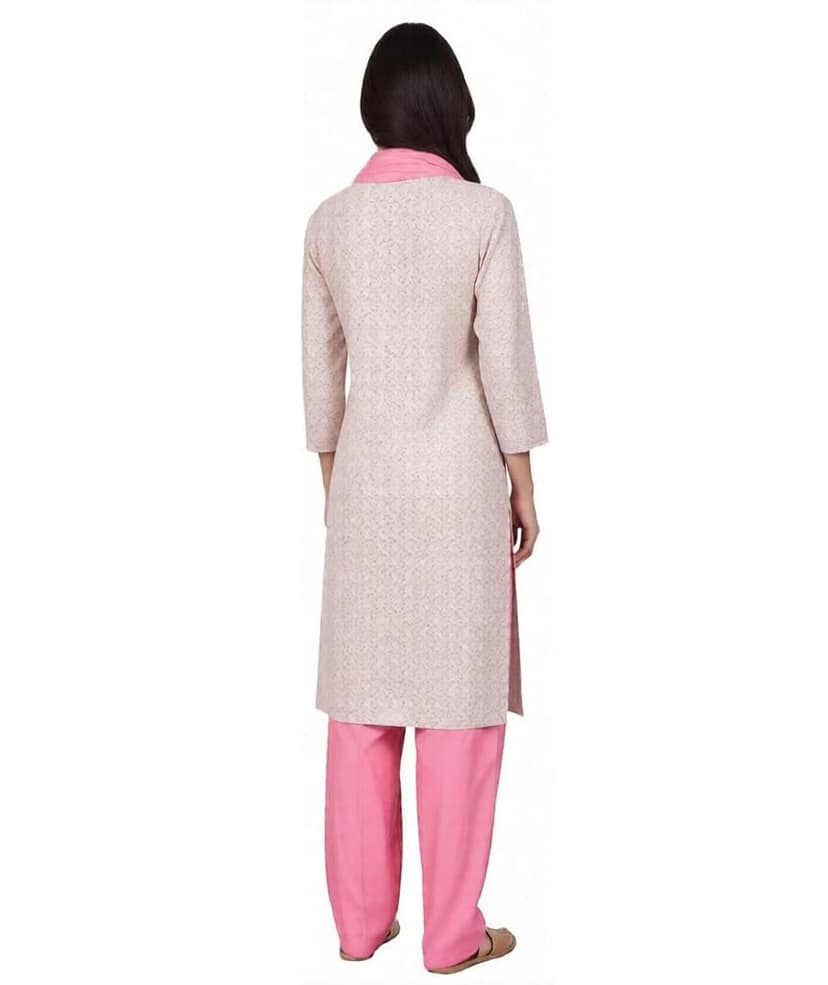 Women's Floral Print Cotton Kurti Set with Palazzo and Dupatta, - Comfortable & Stylish (1-Set of 3-Piece) view 5