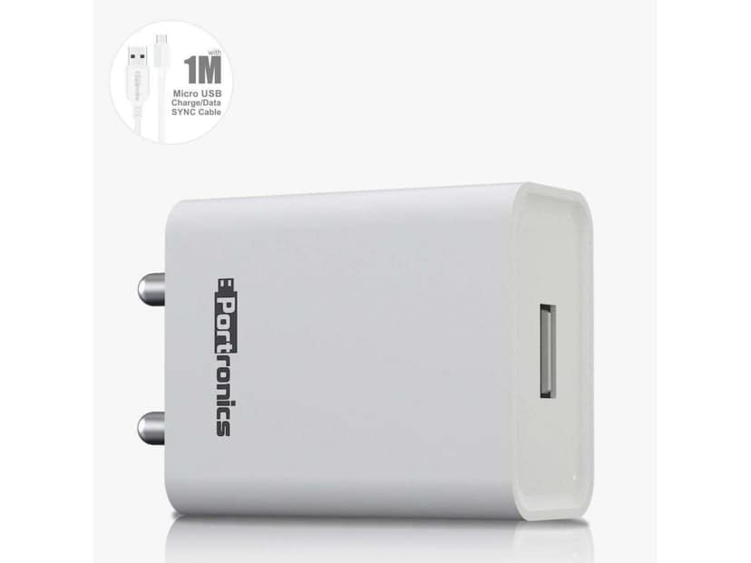 Portronics Adapto 62 BIS Certified, USB Port, wide Compatibility, Lightweight - White