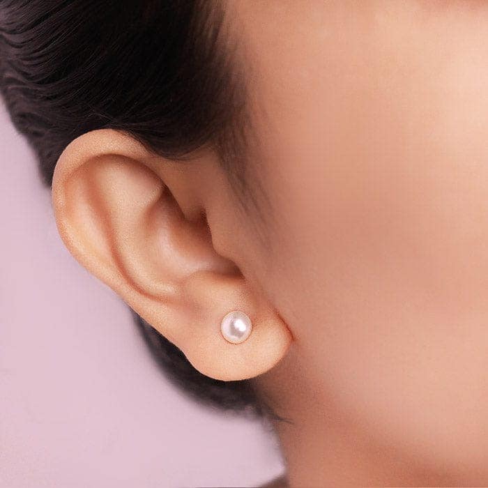 Silver Creame Pearl 6mm Earring view 2
