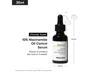 Minimalist 10% Niacinamide Serum with Zinc Reduces Acne Marks, Controls Oil & Minimizes Pores, Vitamin B3 for Blemish-Free, Clear Skin - 30 Millilitre
