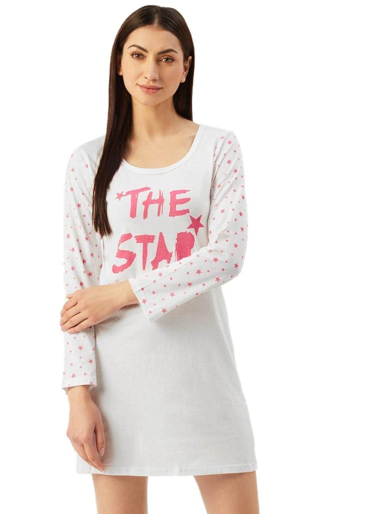 Klamotten Women's Printed Full Sleeves Sleepshirt DB13A view 3