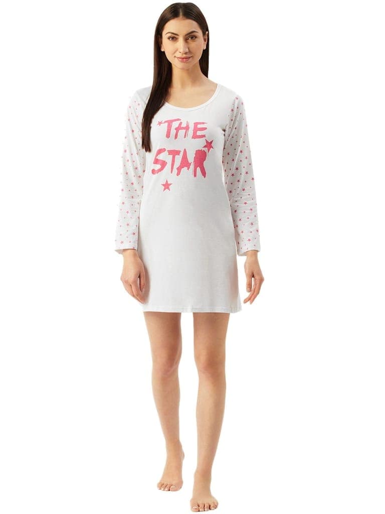 Klamotten Women's Printed Full Sleeves Sleepshirt DB13A view 7