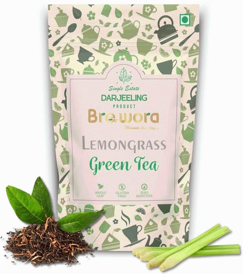 Brewora Lemon Grass Green Tea Pouch - 100g