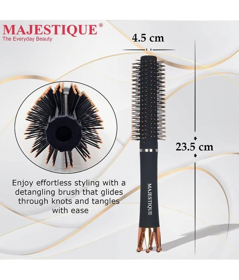 Majestique Crown Series Round Hair Brush for Blow Drying Nylon Bristles For Women and Men - 1 Pcs view 2