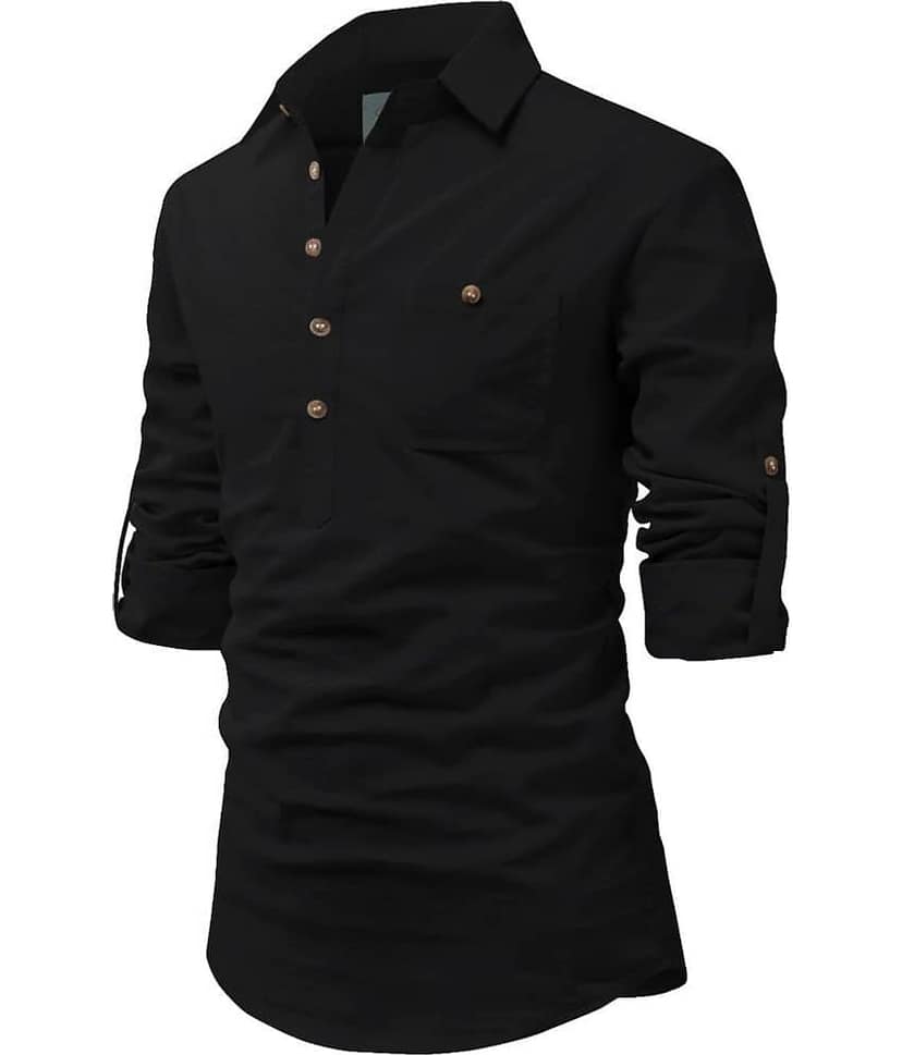 TrendiVastra Pink Cotton Blend Men's Shirt Style Kurta ( Pack of 1 )