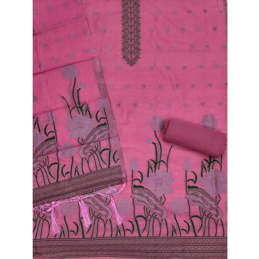 womens banarasi silk printed unstitched salwar suit material with dupatta pink pid62698 view 3
