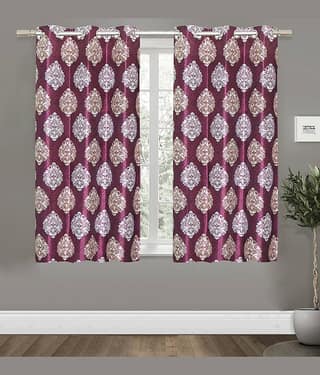 Home Candy Set of 2 Door Semi-Transparent Eyelet Polyester Wine Curtains ( 213 x 120 cm )