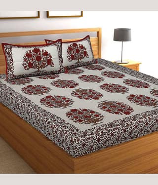 Cosito Cotton 1 Double Bedsheet with 2 Pillow Covers ( Multicolor )