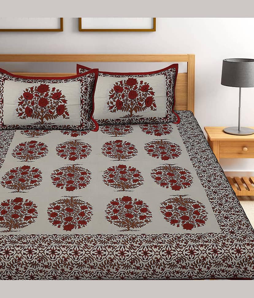 Cosito Cotton 1 Double Bedsheet with 2 Pillow Covers ( Multicolor ) view 2