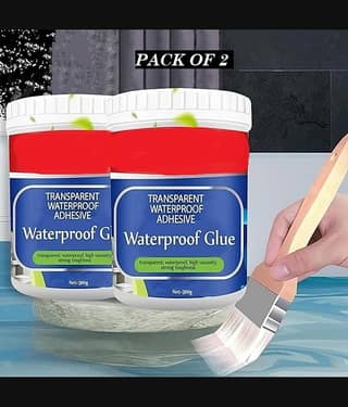 Anti Leakage Glue Waterproof Adhesive Roof Water Leakages Stops Glue for Wall, Transparent Crack pack of 2