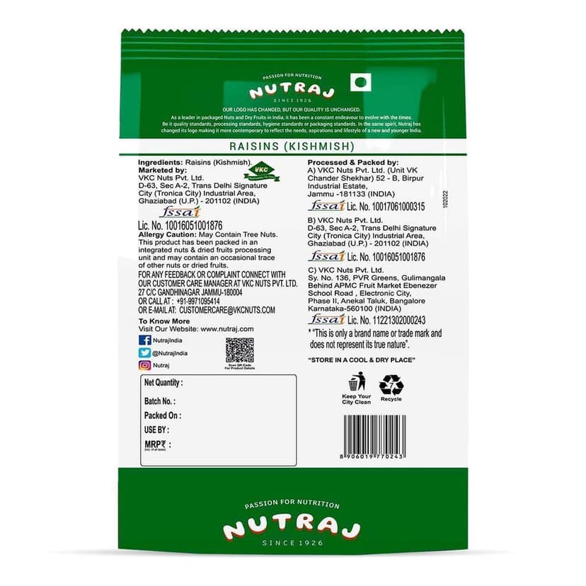 Nutraj Super Long Raisin 500g view 3