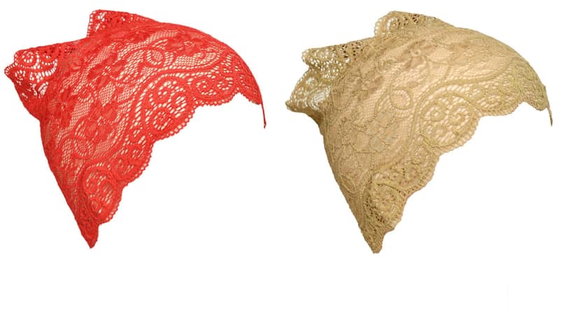Girls and Womens Hijab Cap Hijab Headband, Under Hijab Scarf Red and Dark Beige Naqab Head Scarf (2 pcs) view 2