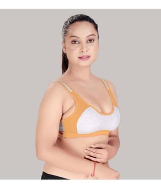 HAYA Cotton Non Padded Women's Everyday Bra ( Beige ) Sports Cotton Non Padded Women's Everyday Bra