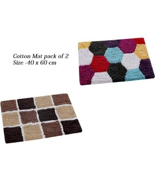 Aazeem Antiskid Cotton Door Mat ( 60 X 40 cm ) Set of 2 Aqua