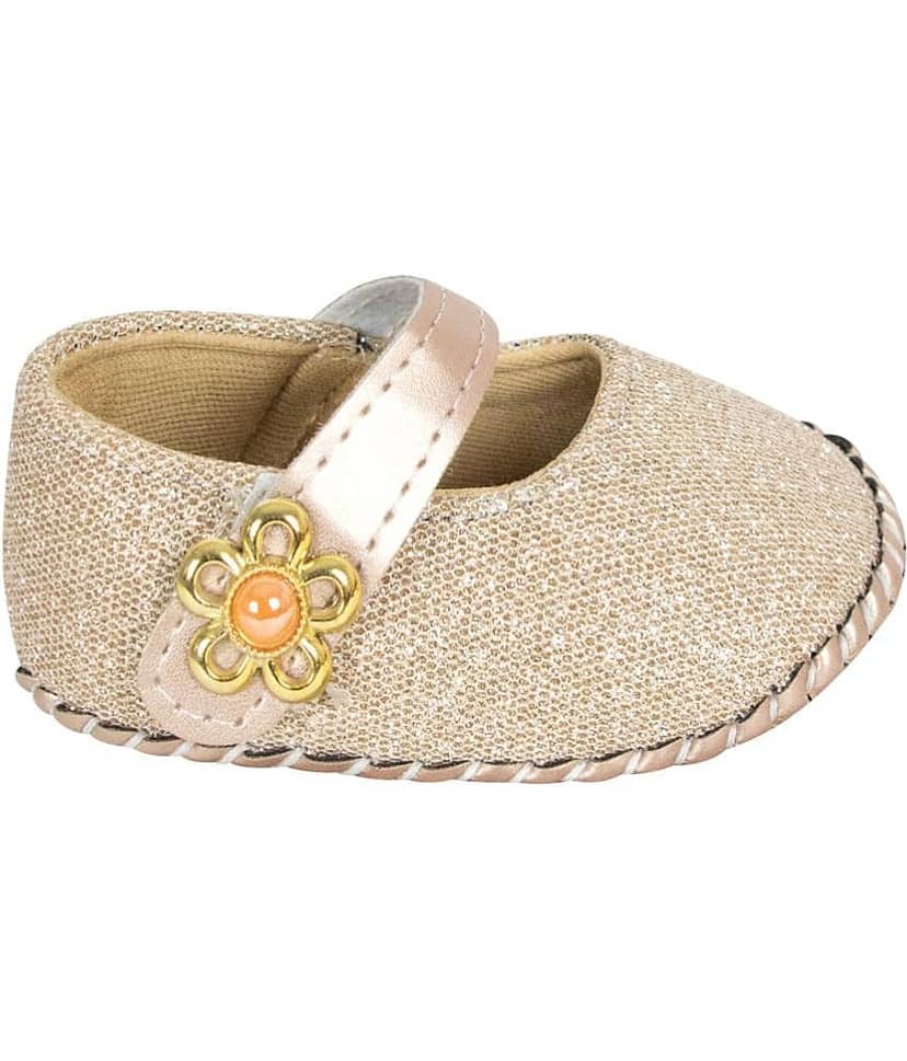 Neska Moda Baby Girls Synthetic Leather Hook & Loop Loafer Booties/Shoes For 6 To 12 Months (Gold) view 2