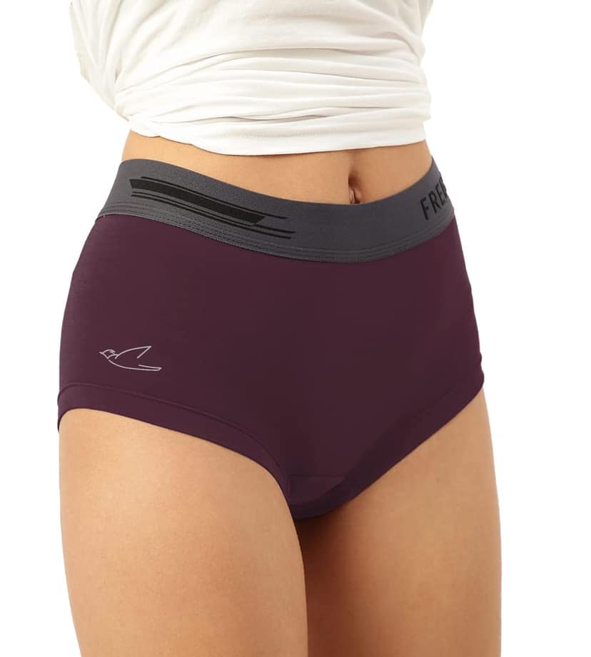 Freecultr Women's Underwear Antibacterial Micromodal Airsoft | Boxer Brief - Non-Itch, No Chafing, Sweat-Proof Comfort Pack of 1-Sangria Wine view 2