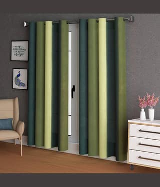 N2C Home - Brown Polyester Colorblock Window Curtain ( Pack of 2 )