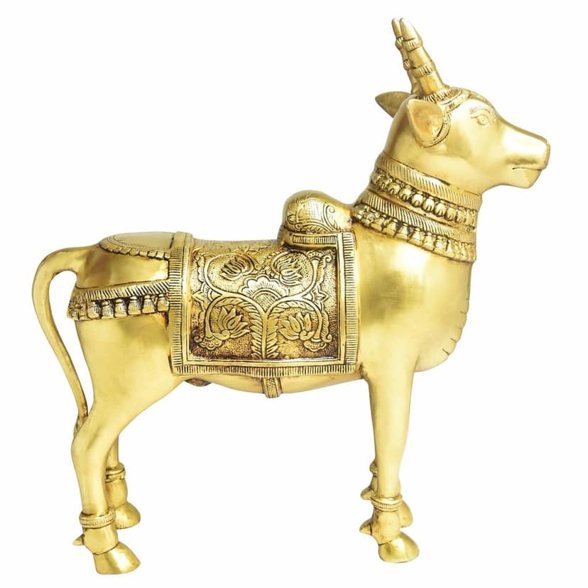 Brass Cow God Idol - Antique Decorative Statue, Height : 16 Inch (BSMAS1518 A) view 2