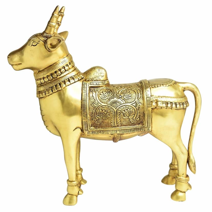 Brass Cow God Idol - Antique Decorative Statue, Height : 16 Inch (BSMAS1518 A) view 3