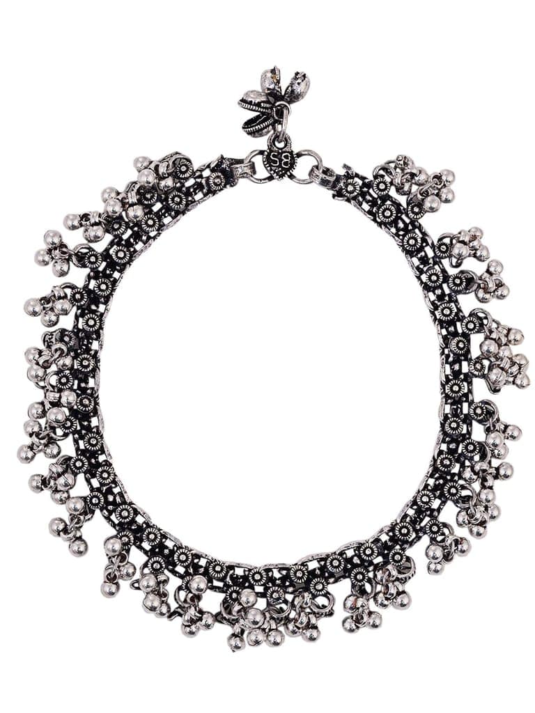 Set Of 2 Oxidised Silver Plated Payal Anklet view 3
