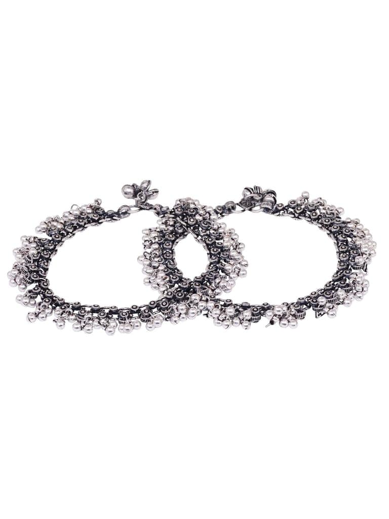 Set Of 2 Oxidised Silver Plated Payal Anklet view 4