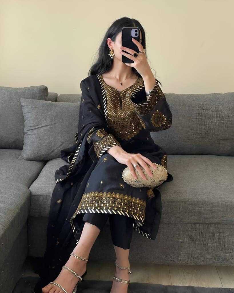 Black Salwar Kameez Readymade Pakistani Stitched New Indian Ready To Wear Wedding Suit view 2