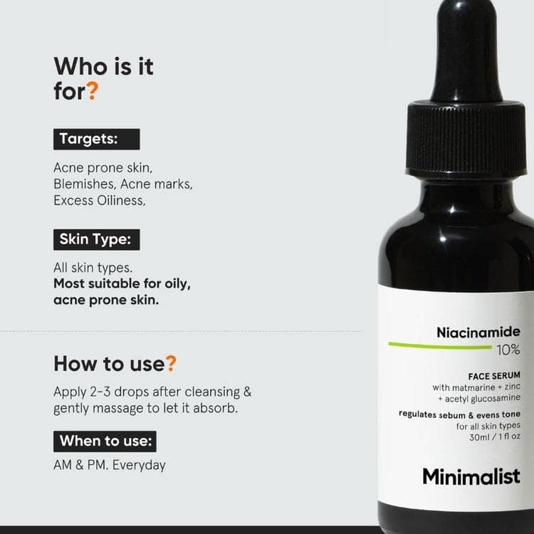 Minimalist 10% Niacinamide Face Serum With Matmarine + Zinc For Reducing Oil & Blemishes (30ml) view 4