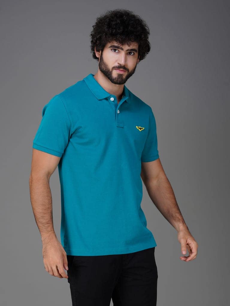 Solid Polo Shirt-TROPICAL GREEN view 4