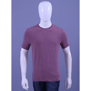 MEN'S BURGANDY MELANGE LYCRA CREW NECK T-SHIRTS