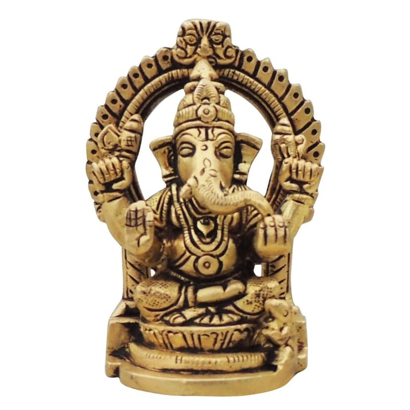 Brass Showpiece Ganesh Ji God Idol Statue (BSMAS1643 G) view 2