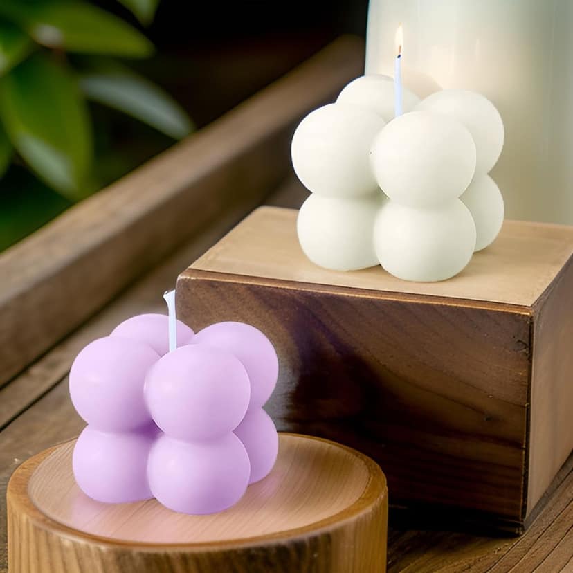 SS Enterprise Organic Soy Wax Bubble Candle for Home Decor | Scented Aromatic Fragrance Candles | Smoke-Free Pillar Candle