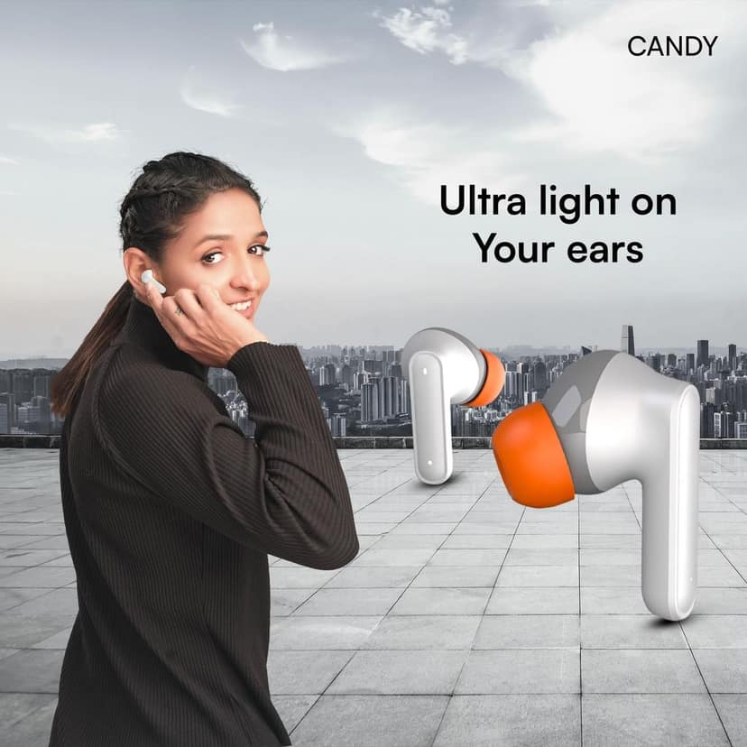 HAPIPOLA TWS Candy Immersive Audio | Ai-ENC | Bluetooth v5.2 13mm Driver | 100 Hours Stand-by 23 Hours Combined Playback | Touch Control Type C Interface | Good Bass view 2