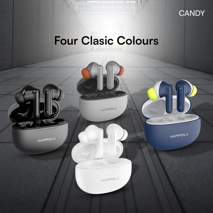 HAPIPOLA TWS Candy Immersive Audio | Ai-ENC | Bluetooth v5.2 13mm Driver | 100 Hours Stand-by 23 Hours Combined Playback | Touch Control Type C Interface | Good Bass view 7