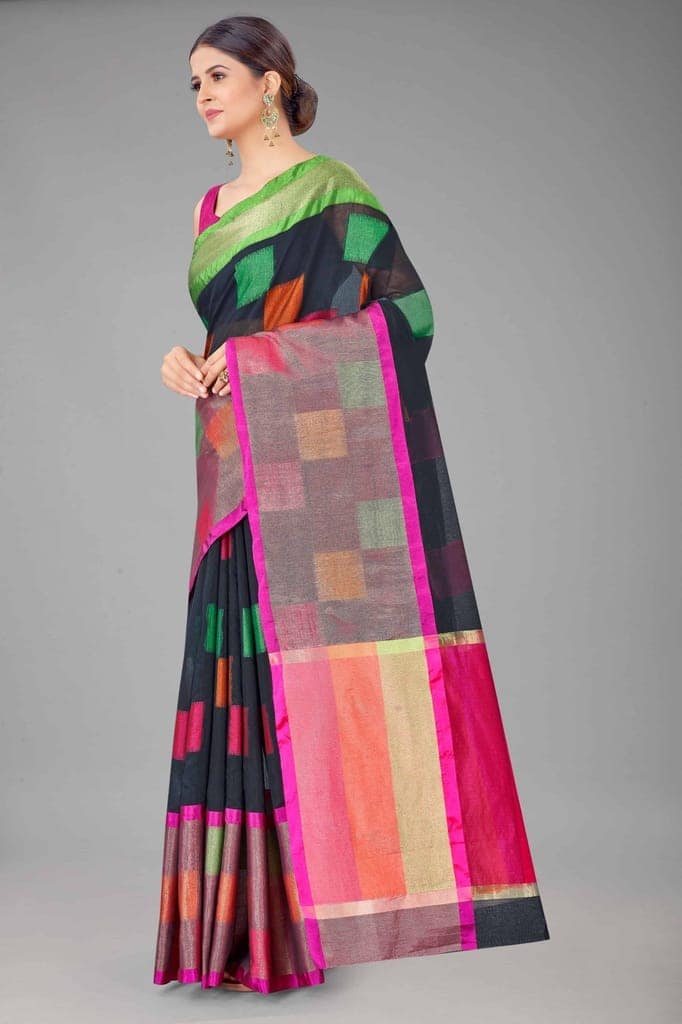 Women's Pure Cotton Woven Multicolor Saree view 2