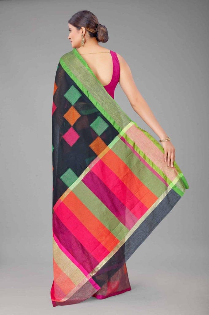 Women's Pure Cotton Woven Multicolor Saree view 3