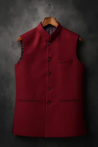 Men's Dark Red Classic Nehru Jacket