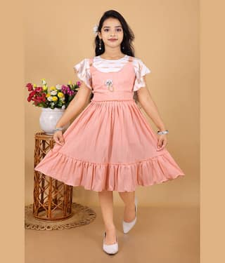 M.MONGELA DRESSES Cotton Frock For Girls ( Pack of 1 , Yellow )