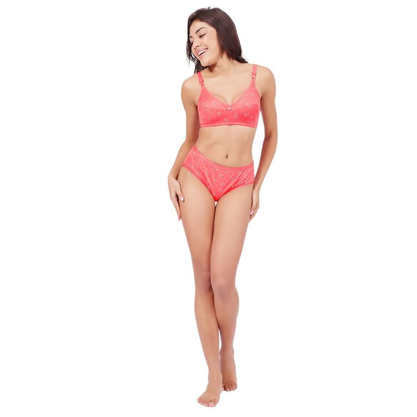 Bodycare Women's Assorted Prints Combed Cotton Bra & Panty Set 6450C view 5