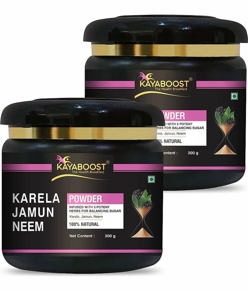 KAYABOOST Neem Karela Jamun Powder - For Maintaining Blood Sugar Levels - Set of 2 (2 x 200 g)