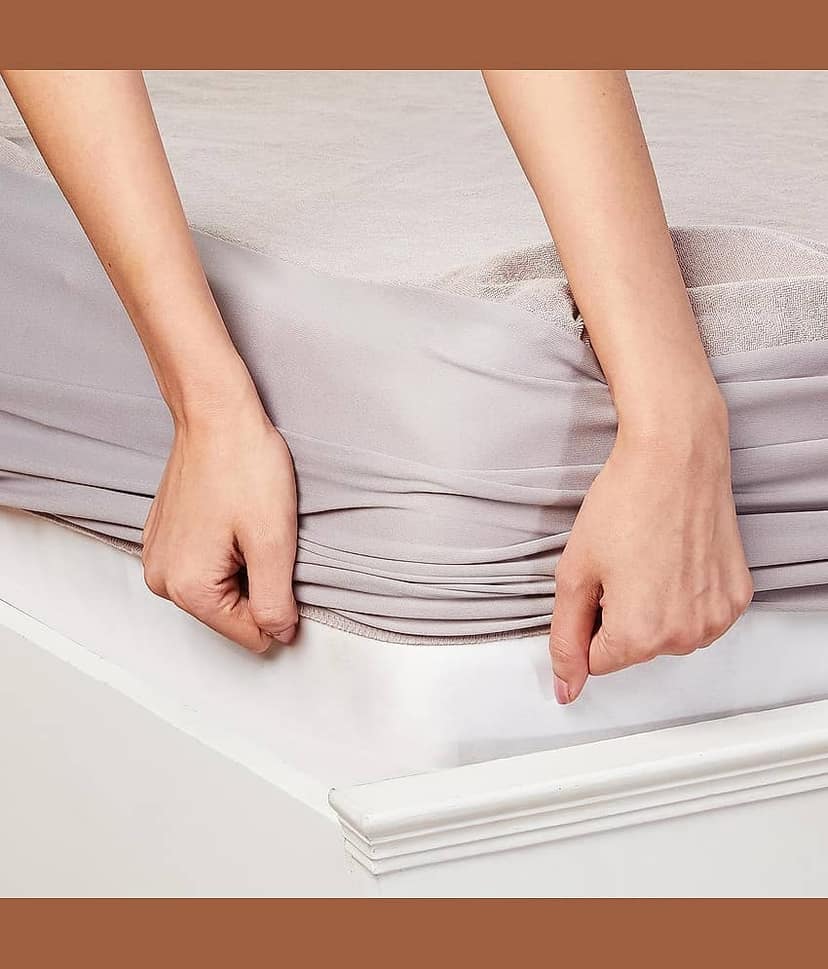 GURU SALES - Cotton Terry Water Proof Double King Size Mattress Protector - 198 cm (78") x 198 cm (78") - Grey