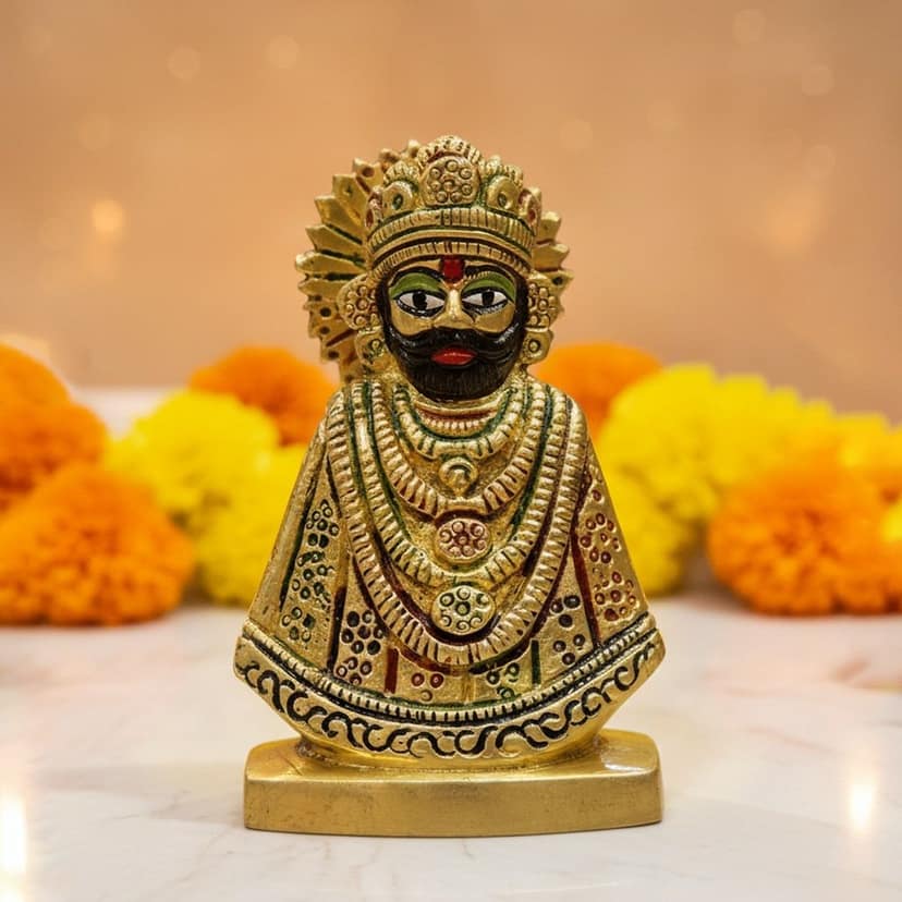 Brass Khatu Shyam Statue � Shri Khatu Shyam Ji Brass God Idol, Height : 3.5 Inch (BSMAS1305 C)