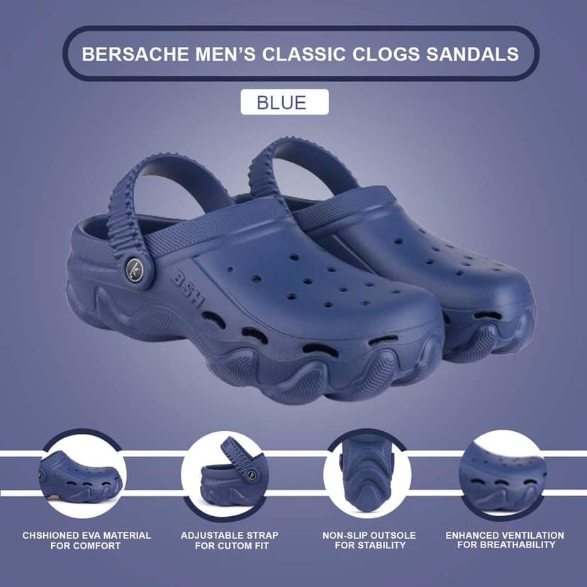 Bersache Extra Soft Classic Casual with Back Strap Regular wear with Ultra Soft & Flexibility Technology Clog for Men's view 5