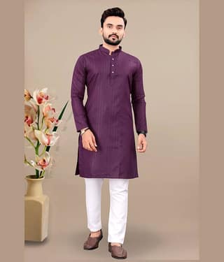 Balaji's Light Pink Cotton Relaxed Fit Men's Kurta Pyjama Set ( Pack of 1 )