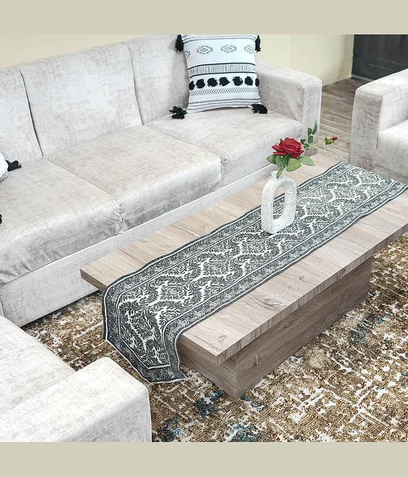 FURNISHING HUT Cotton 10 Seater Table Runner ( 180 cm x 34 cm ) Single - Gray