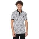 Mufti White & Black Houndstooth Print Polo