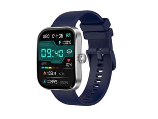 Fastrack Revoltt FS3 Smart Watch with 2.01" TFT Display, Bluetooth Calling, Functional Crown, 24/7 Health Suite - Silver & Blue