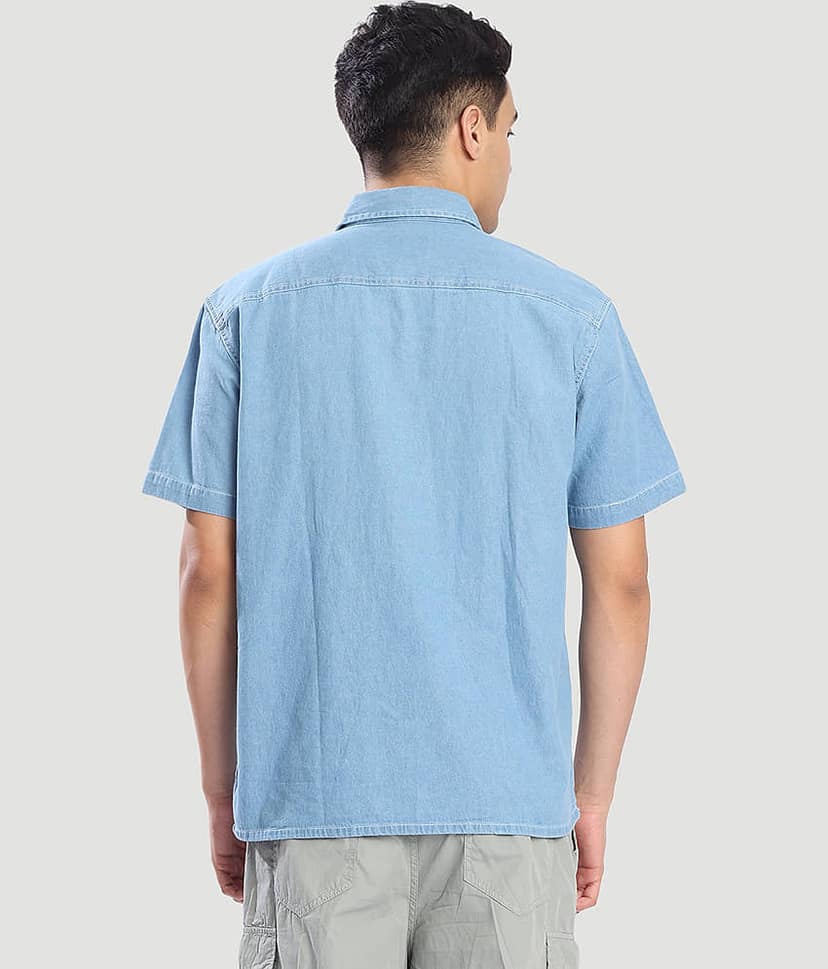 Bene Kleed 100% Cotton Boxy Printed Half Sleeves Men's Casual Shirt - Light Blue ( Pack of 1 ) view 7