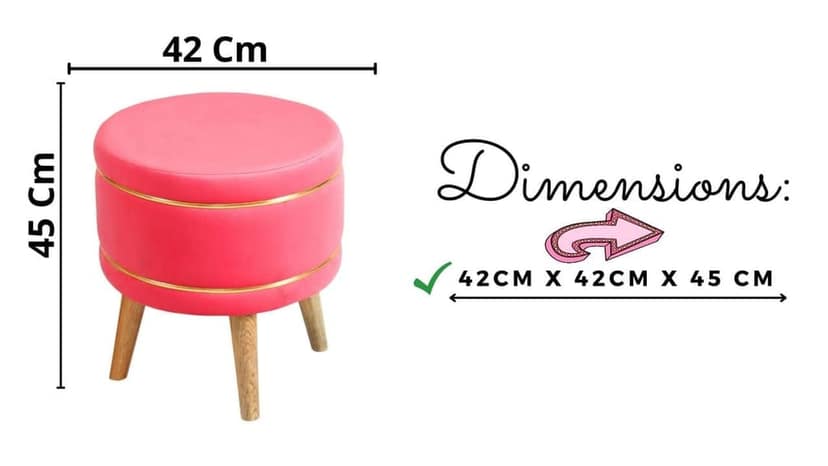 ShadowKart Pouffes Sitting Stool for Living Room, Mudda Puffy Wooden Ottoman Stools, Pouffe Footstool, Pouf for Office Home Decoration & Dressing Table, 16x16x18 Inch view 2